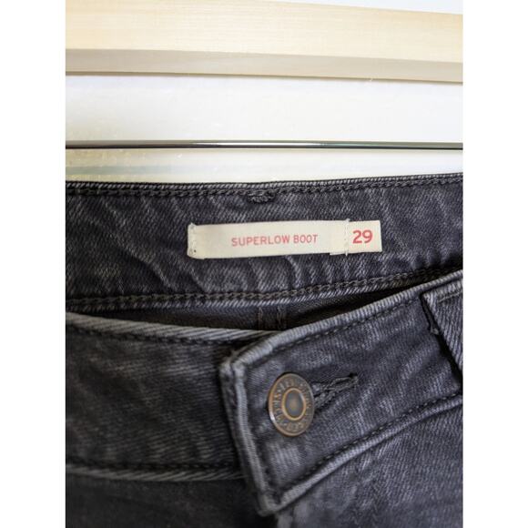 Levi’s Superlow Bootcut Low Rise Faded Black Stretch Denim Jeans Women Size 29 - Picture 7 of 14